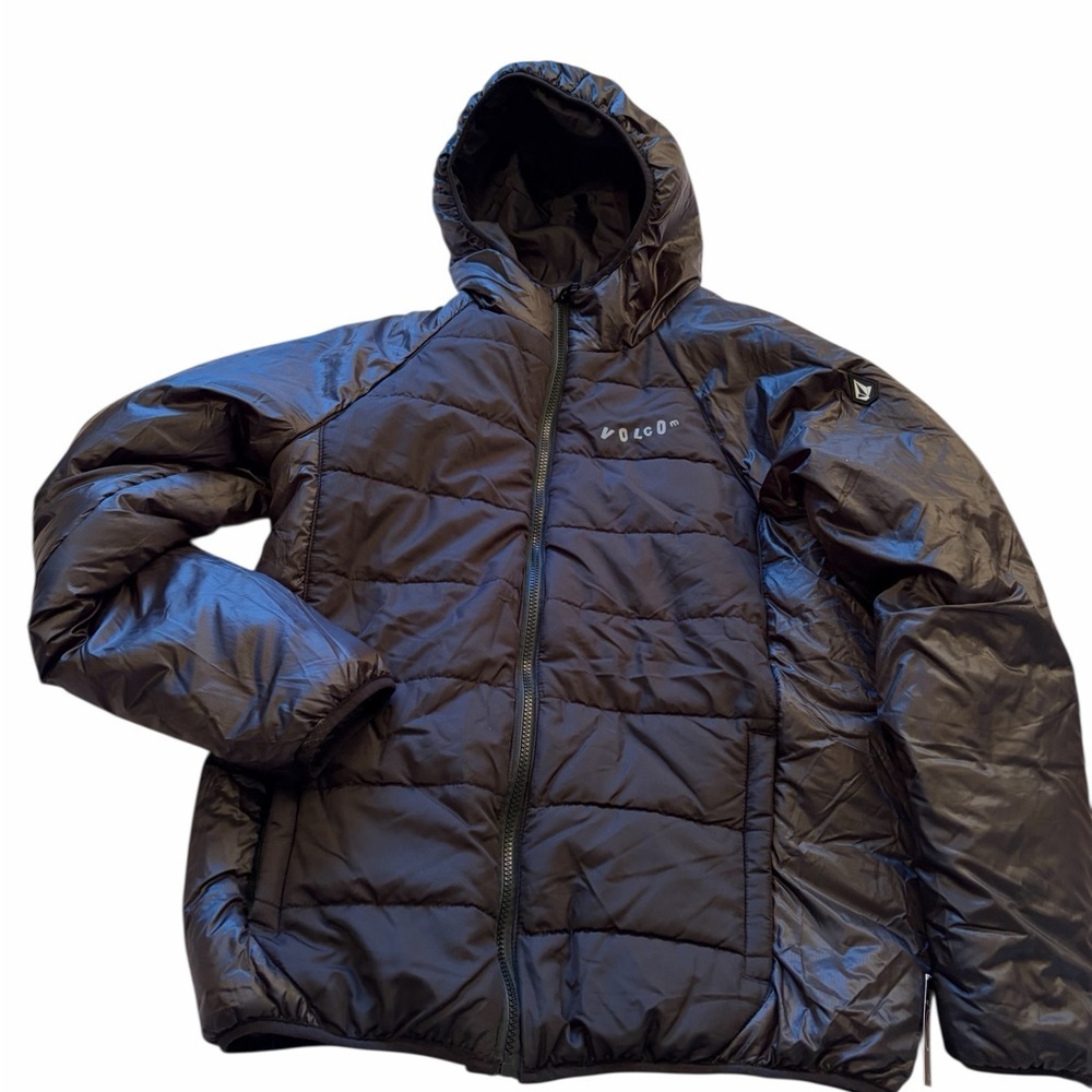 Volcom Iconic Black Hooded Puffer Jacket-Junior Size 18-20-NWT - Picture 2 of 10